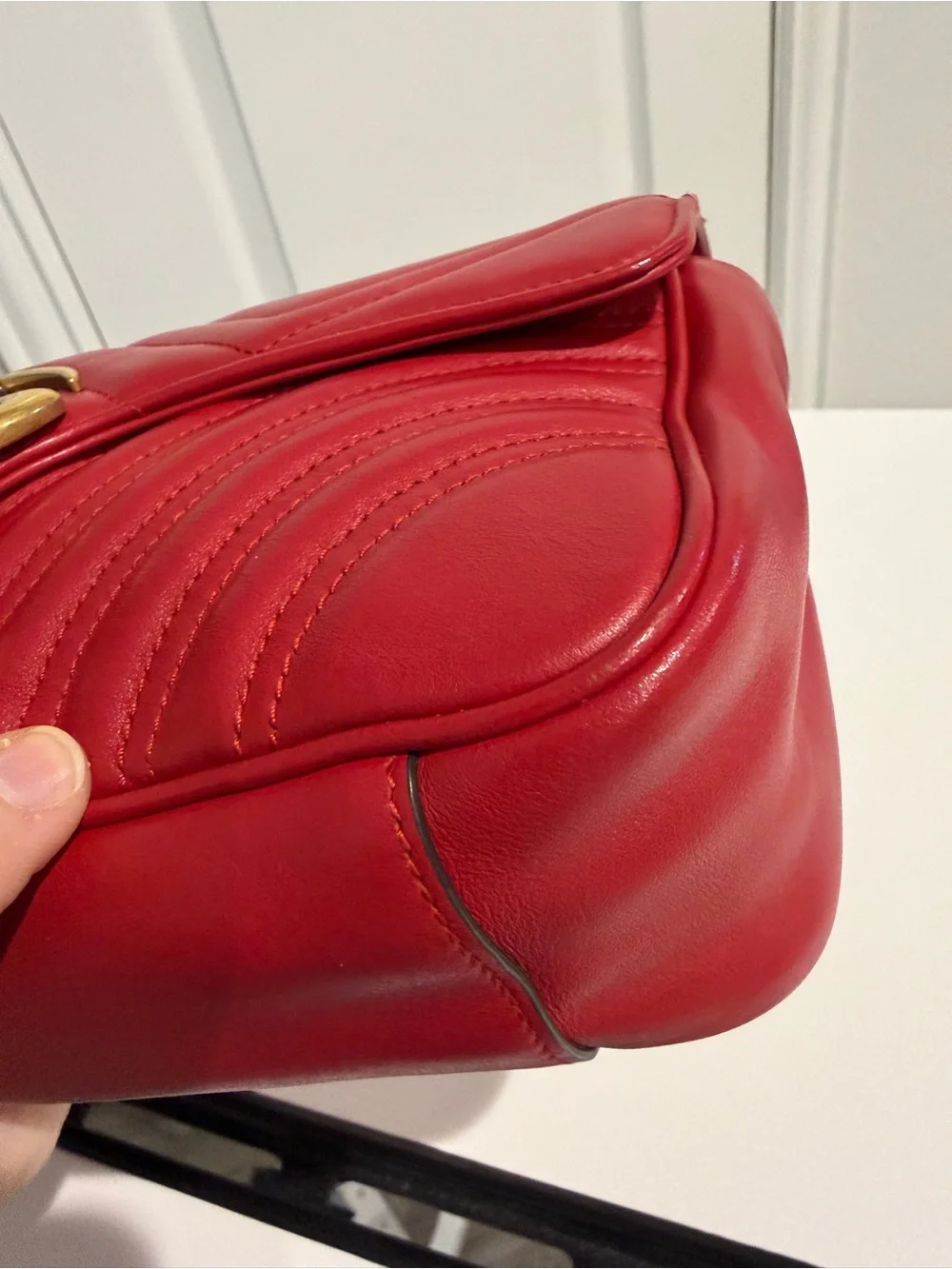 Gucci GG Marmont Small Matelassé Shoulder Bag – Red Leather